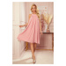 ALIZEE - dámské šifonové šaty v pudrově růžové barvě s vázáním 350-2