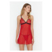 Trendyol Red Lace and Piping Detailed Babydoll