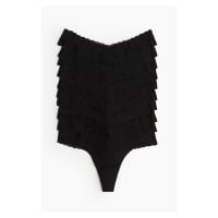 H & M - Krajkové kalhotky thong 10 kusů - černá