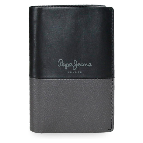 Pepe Jeans Con Monedero vertikální kožená peněženka - černá