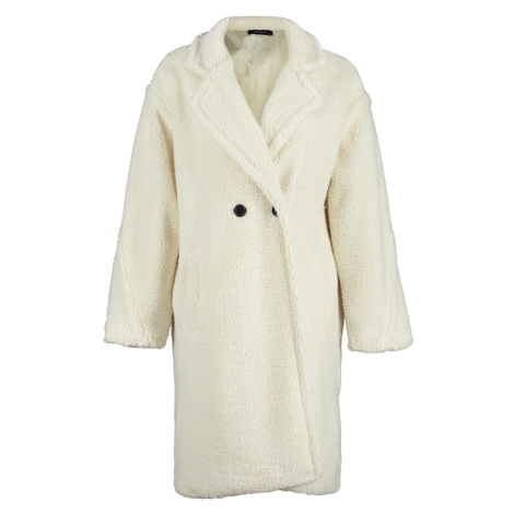 Trendyol Oversize Ecru Wide-Cut Long Plush Coat