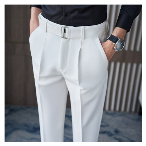 Stylové pánské kalhoty volné s páskem a přezkou JFC FASHION