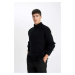 DEFACTO Men's Black Non-Pilling Anti-pilling Regular Cut Half Turtleneck Sweater