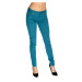 Teal Zip Fly Button Closure Skinny Stretch Jeans