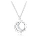 Stříbrný 925 náhrdelník - přívěsek na řetízku, kontura slunce a měsíc se zirkony