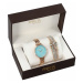 SKYLINE dámská dárková sada hodinek ve rose gold barvě s náramkem R2010