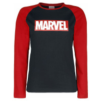 Marvel Kids - Marvel Logo detské tricko - dlouhý rukáv cerná/cervená