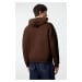 Trendyol Dark Brown Oversize/Wide Cut Back Embroidered Detailed Hooded Sweatshirt