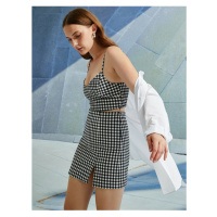 Koton Checkered Thin Straps Crop Top