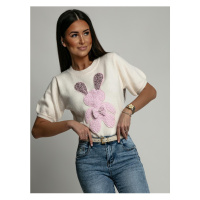 Béžový dámský svetr s králíčkem