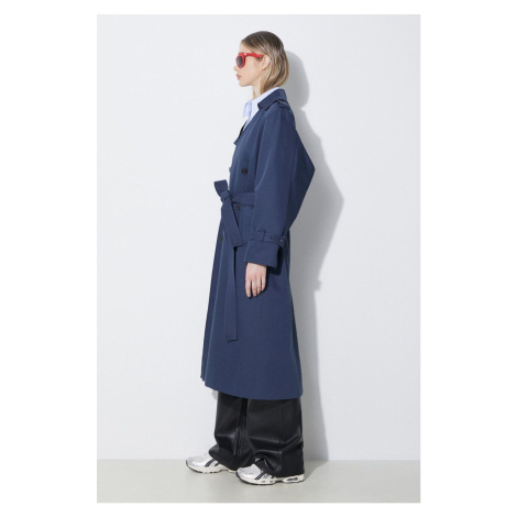 Trench kabát Kenzo Solid Elongated Kimono Trench dámský, tmavomodrá barva, přechodný, FE52MA0729