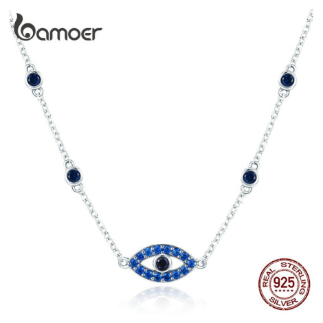 Stříbrný náhrdelník oko a kamínky SCN300 LOAMOER