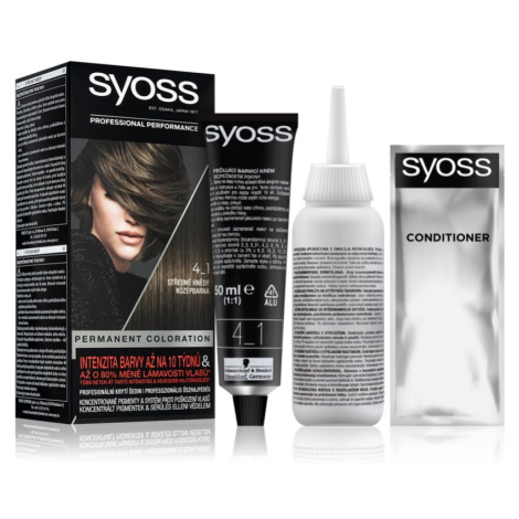 Syoss Permanent Color permanentní barva na vlasy odstín 4_1 Středně hnědý 1 ks