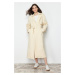 Trendyol Beige Oversize Wide Cut Belted Cotton Trench Coat