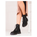 Luxusní dámské černé kotníčkové boty na plochém podpatku