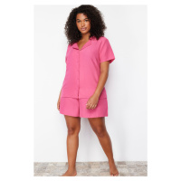 Trendyol Curve Pink Shirt Collar Woven Pajamas Set