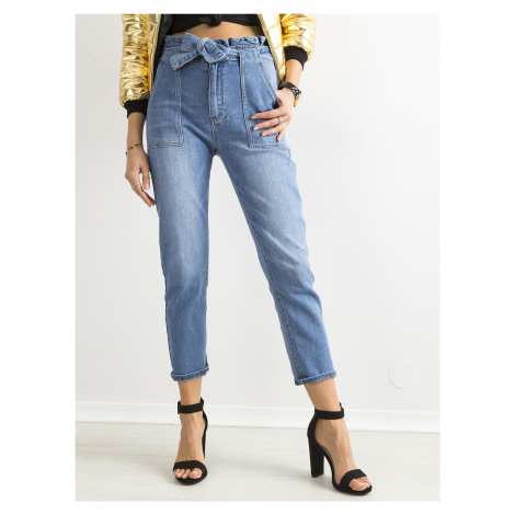 Modré dámské džíny s vysokým pasem Factory Price
