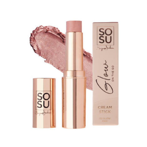 SOSU Cosmetics Glow on the go Tvářenka v tyčince se třpytky Pink 7 g