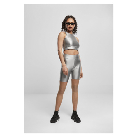 Ladies Cropped Shiny Top - darksilver