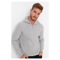 Trendyol Gray Regular Fit Zippered Turtleneck Knitwear Sweater