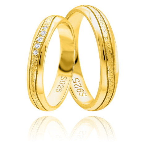 OLIVIE Snubní stříbrný prsten HARMONY GOLD 5924