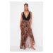 Trendyol Animal Patterned Maxi Ruffled Skirt