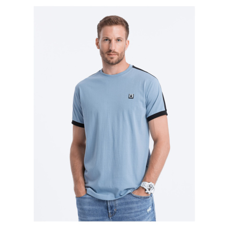 Světle modré pánské tričko Ombre Clothing