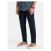 Men's classic chino pants with fine texture - navy blue V3 OM-PACP-0188