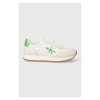 Sneakers boty Calvin Klein Jeans RUNNER LOW LACE MIX ML MET bílá barva, YW0YW01370