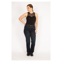 Şans Women's Navy Blue Plus Size Cup Stitch Detail Jeans