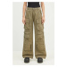 Bavlněné kalhoty Alpha Industries Multipocket Pant zelená barva, široké, high waist, 148022