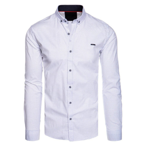 Dstreet Trendy bílá košile se vzorem