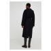 Kabát s vlnou Answear Lab černá barva, přechodný, bez zapínání