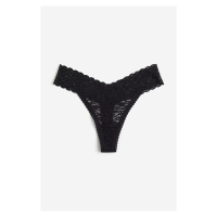 H & M - Krajkové kalhotky thong 10 kusů - černá