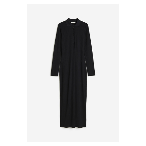 H & M - Žerzejové šaty's límcem - černá H&M