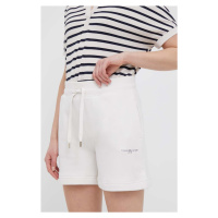 Kraťasy Tommy Hilfiger dámské, bílá barva, hladké, high waist