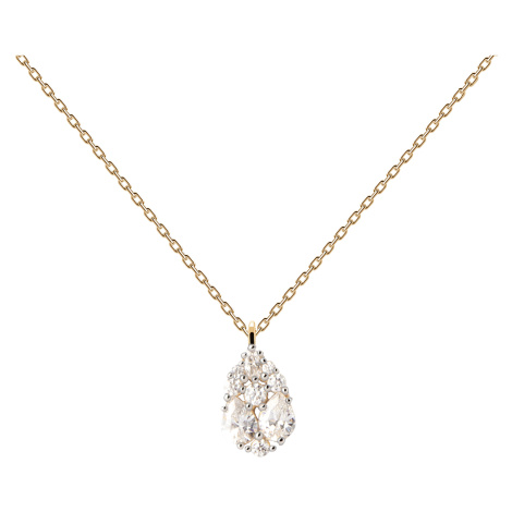 PDPAOLA Blyštivý pozlacený náhrdelník Vanilla CO01-674-U (řetízek, přívěsek)