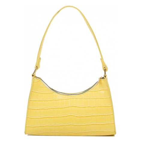 Trendová kabelka z lakováné kůže se vzorem žluté barvy