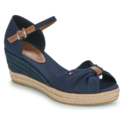 Tommy Hilfiger BASIC OPEN TOE MID WEDGE Tmavě modrá