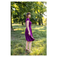 Šaty Osudová Marta s krátkým rukávem, nižší gramáž, švestkově fialová