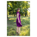Šaty Osudová Marta s krátkým rukávem, nižší gramáž, švestkově fialová