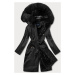 Černá dámská zimní bunda s mechovitým kožíškem (B537-1)