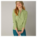 Blancheporte Žebrovaný pulovr se stojáčkem na zip zelenkavá