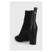 Kožené kotníkové boty Lauren Ralph Lauren Mylah dámské, černá barva, na podpatku, 802912285001