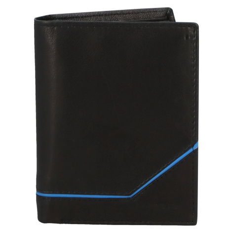 Trendová pánská kožená peněženka Gvuk, černá - modrá Diviley