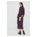 Šaty Sisley fialová barva, maxi