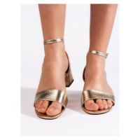 Trendy sandály dámské zlaté na širokém podpatku