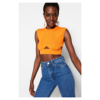 Trendyol Orange Crop Knitwear Window/Cut Out Detailed Blouse