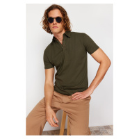 Trendyol Khaki Regular/Normal Fit Textured Polo Neck T-shirt