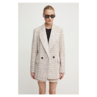 Blazer s příměsí vlny Bruuns Bazaar StickweedBBGrande blazer růžová barva, dvouřadový, BBW3958